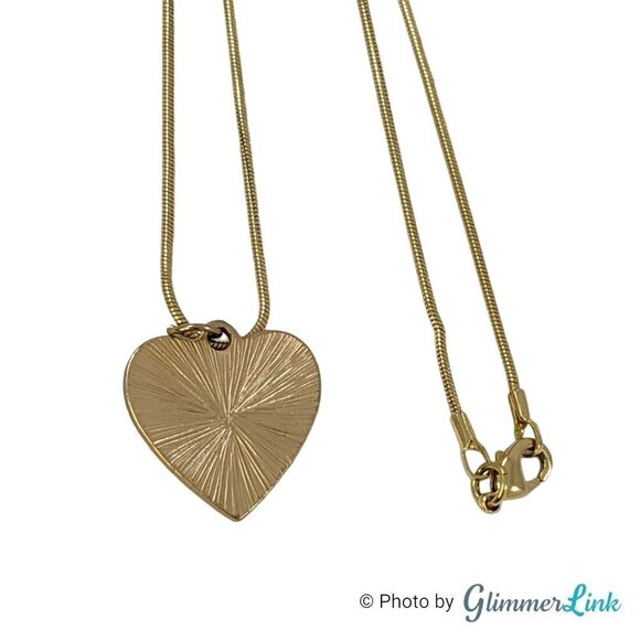 Heart Flower Crystals Gold Tone Pendant Necklace - Picture 8 of 9